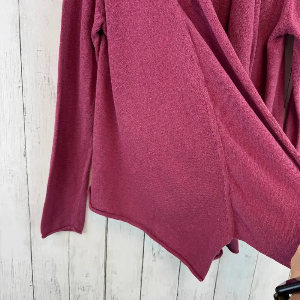 prAna Purple Georgia Wrap Cardigan Organic Cotton Relaxed Fit Open Front Size XS